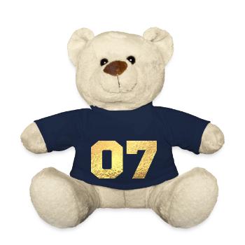 Nummer 7 Gold Glitter - 7. Jahrestag - Teddy - French Navy - Vorne