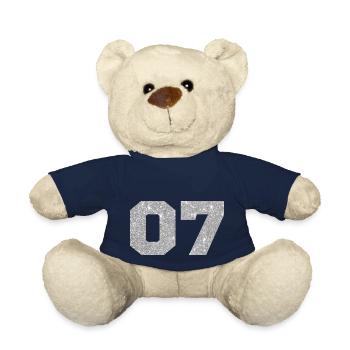 Nummer 7 Silberglitter - 7. Jahrestag - Teddy - French Navy - Vorne