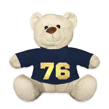 76 Gold Glitter - 76th Anniversary - Teddy Bear - french navy - Front