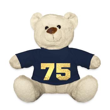 75 Gold Glitter - 75th Anniversary - Teddy Bear - french navy - Front