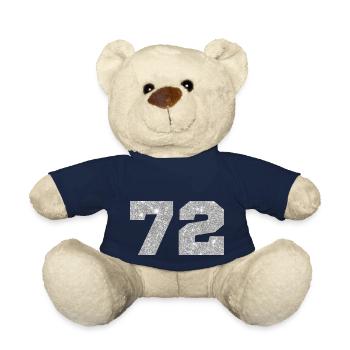 72 Silver Glitter - 72 Birthday - Teddy Bear - french navy - Front