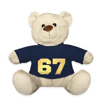 Nummer 67 Gold Glitter - 67. Jahrestag - Teddy - French Navy - Vorne