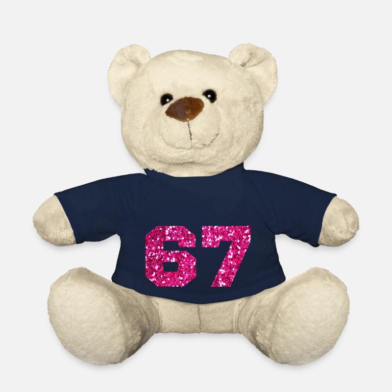 Nummer 67 Pink Glitter - 67. Geburtstag - Teddy - French Navy