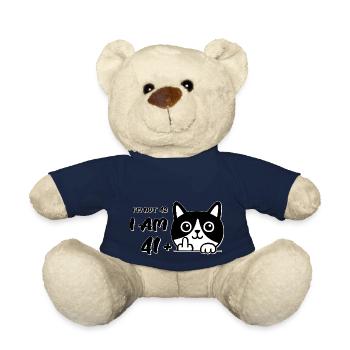 Je n’ai pas 42 ans, j’ai 41 ans plus 1 doigt d’honneur chat flip - Nounours - bleu marine - Devant