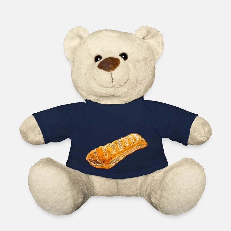 Sausage Roll Illustration - Weathered Look - Teddy Bear - french navy