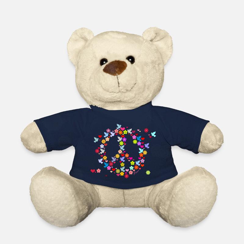 Blumenkinder Frieden / flower power peace (DDP) - Teddy Bear - french navy