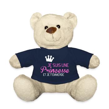 je suis une princesse et je t'emmerde - Nounours - bleu marine - Devant