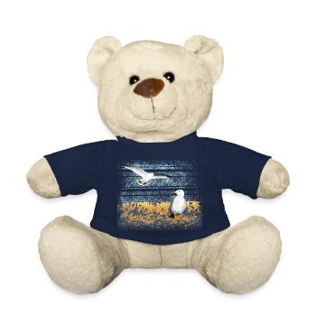 Seagulls, beach, sea - Teddy Bear - french navy - Front