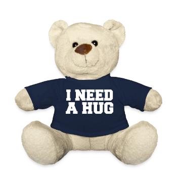I need a hug - corona gift saying - Teddy Bear - french navy - Front