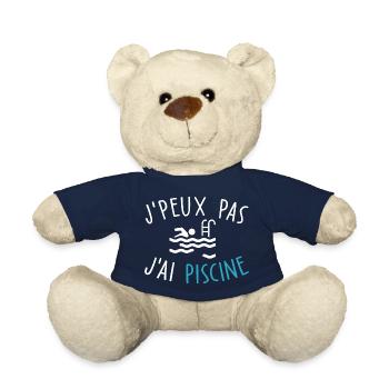 je peux pas j'ai piscine / humour natation - Nounours - bleu marine - Devant
