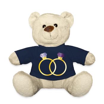 Two rings with purple diamonds - Teddy Bear - french navy - Front
