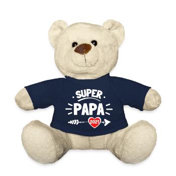 Super Papa 2021 Cadeau Fêtes Des Pères Je Suis Un - Nounours - bleu marine - Devant