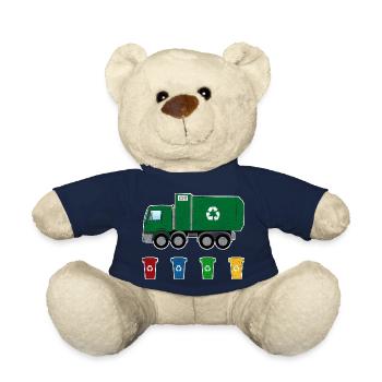 Müllwagen Müllabfuhr Recycling Tonnen I Geschenk - Teddy - French Navy - Vorne