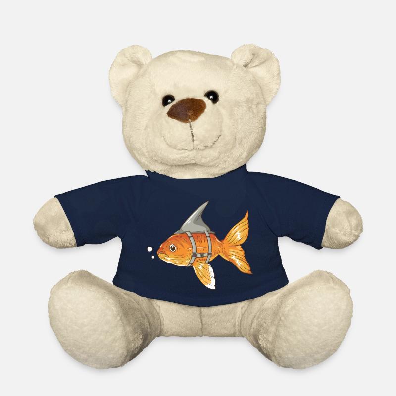 Lustiger Goldfisch mit Haifischflosse angeschnallt - Teddy - French Navy