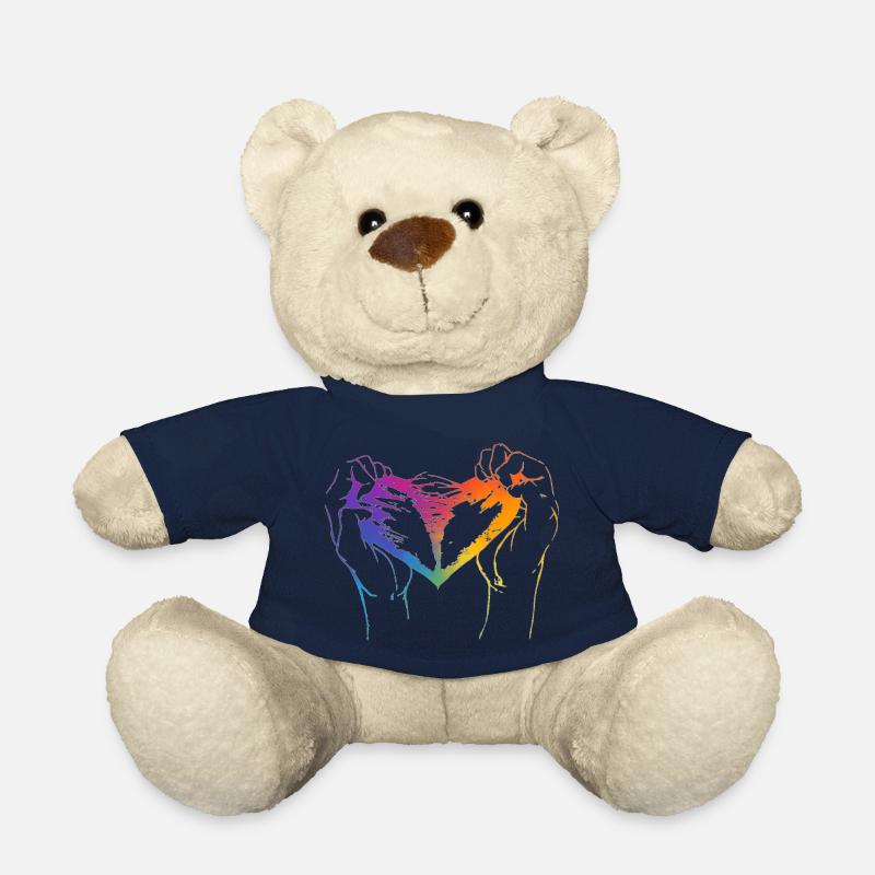 Heart ripped apart in rainbow colors for pride - Teddy - French Navy