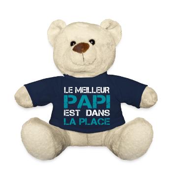 Le Meilleur Papa en Typo Distressed Turquoise - Nounours - bleu marine - Devant