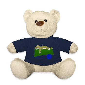 Schlafshirt Katze auf Kissen mit Wollknäuel - Teddy - French Navy - Vorne