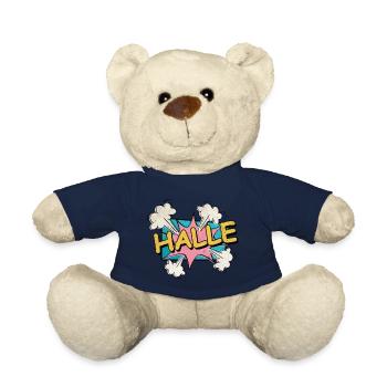 Halle Germany City Font Pop Art Comic - Teddy Bear - french navy - Front