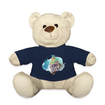 Dusseldorf Germany City Skyline Splash Colorful - Teddy Bear - french navy - Front