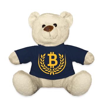 Bitcoin Laurel Wreath Stars Coat of Arms - Teddy Bear - french navy - Front
