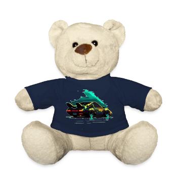 Heisser Sportwagen 80er neon retro Pixelart 8bit - Teddy - French Navy - Vorne