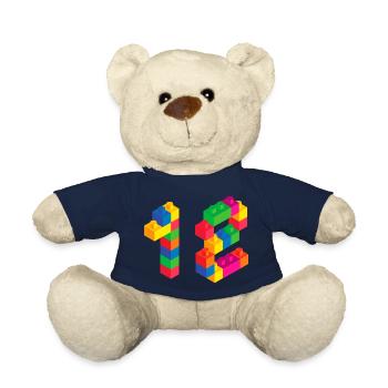 Mignon Block Building 12e anniversaire Cadeau 12 ans - Nounours - bleu marine - Devant