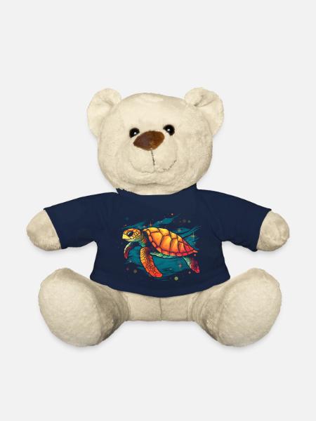 Tortue de mer dans la mer, tortues d’amour - Nounours - bleu marine