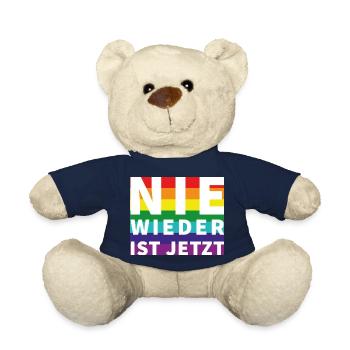 Nie wieder Schriftzug Pride Weisser Text - Teddy - French Navy - Vorne