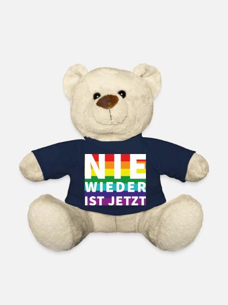 Nie wieder Schriftzug Pride Weisser Text - Teddy - French Navy