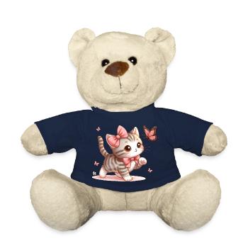 Chat avec papillon - Nounours - bleu marine - Devant