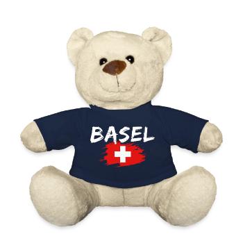 Basel Switzerland Flag - Teddy Bear - french navy - Front