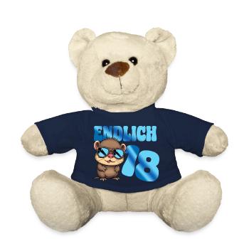 Adult Teen 18th Birthday Age - Otter - Teddy Bear - french navy - Front