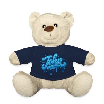 Graffiti JOHN Name Gift Ideal Printable on t - Teddy Bear - french navy - Front