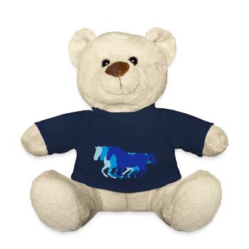 Three horses at a gallop - Horse riding - dressage - Teddy Bear - french navy - Front