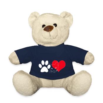 Patte de coeur de visage de chat - Nounours - bleu marine - Devant