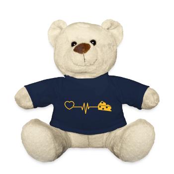 Cheese cheese lover gift funny heartbeat EKG - Teddy Bear - french navy - Front