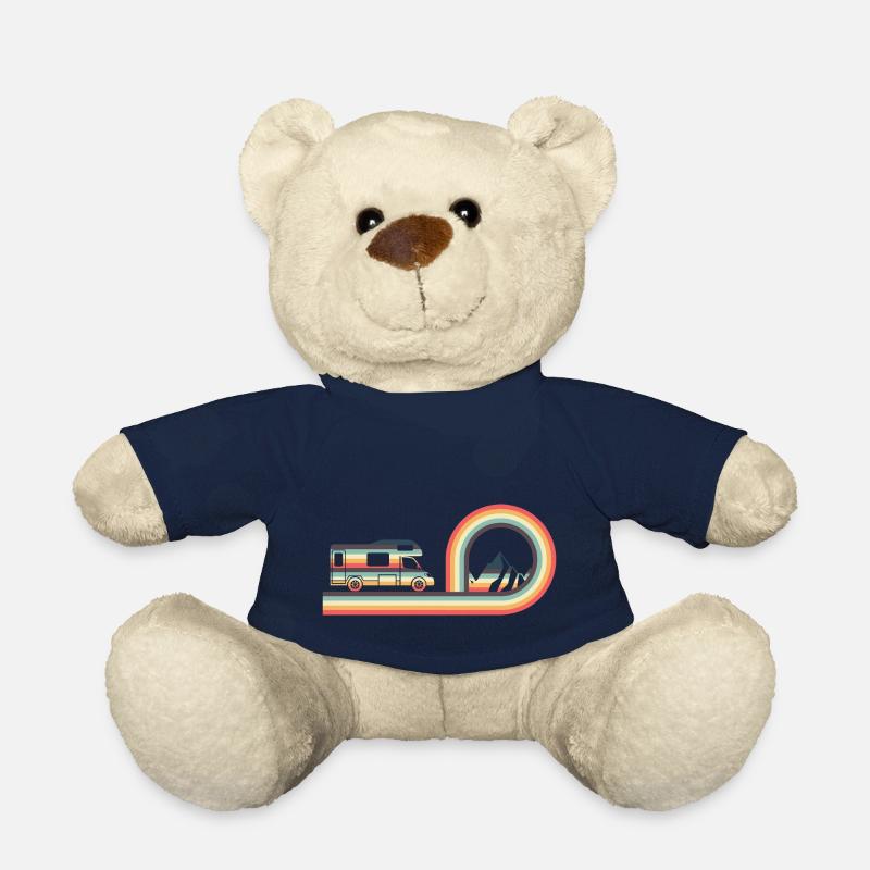Camping Car Retro Style Camping Lovers Campfire Ad - Nounours - bleu marine