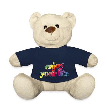 enjoy your life genieß dein Leben Regenbogen hygge - Teddy - French Navy - Vorne