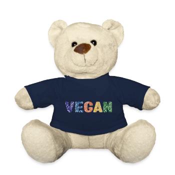 Vegan pattern - primary colors - Teddy Bear - french navy - Front