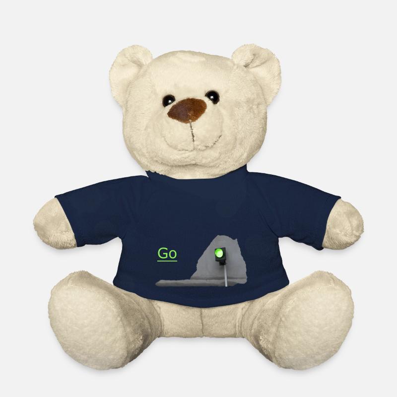 Le feu de circulation brille en vert devant le gris - Nounours - bleu marine