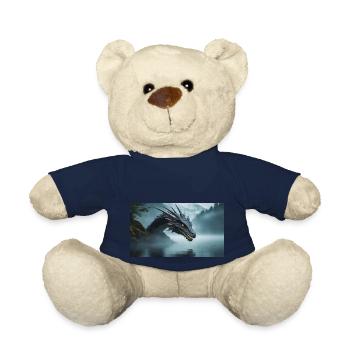 Ein realistischer böser dunkler Drache in einem nebligen Fluss - Teddy - French Navy - Vorne
