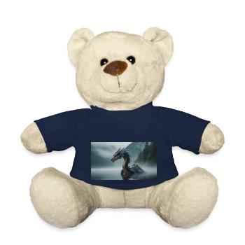 Ein realistischer böser dunkler Drache in einem nebligen Fluss - Teddy - French Navy - Vorne