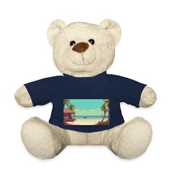 Isla Holbox, Mexico - Pixel Art - Teddy Bear - french navy - Front