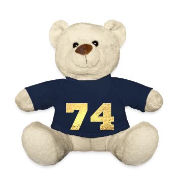 74 Gold Glitter - 74 Birthday - Teddy Bear - french navy - Front