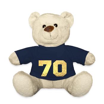 70 Gold Glitter - 70th Anniversary - Teddy Bear - french navy - Front