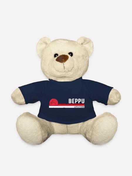 Beppu Japan Vintage Retro Design for Onsen Lovers - Teddy Bear - french navy