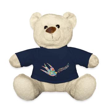 Peace dove hippie flower power - Teddy Bear - french navy - Front