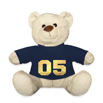 Number 5 Gold Glitter - 5th Anniversary - Teddy Bear - french navy - Front