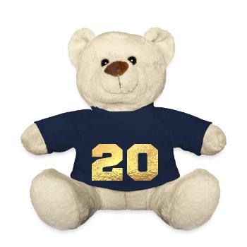 Number 20 Gold Glitter - 20th Anniversary - Teddy Bear - french navy - Front