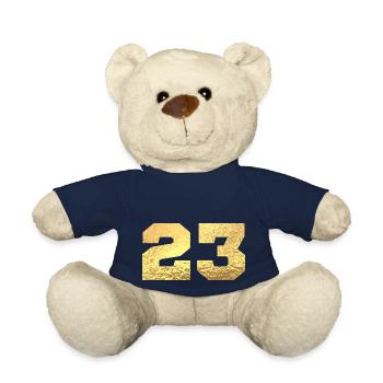 Number 23 Gold Glitter - 23rd Anniversary - Teddy Bear - french navy - Front